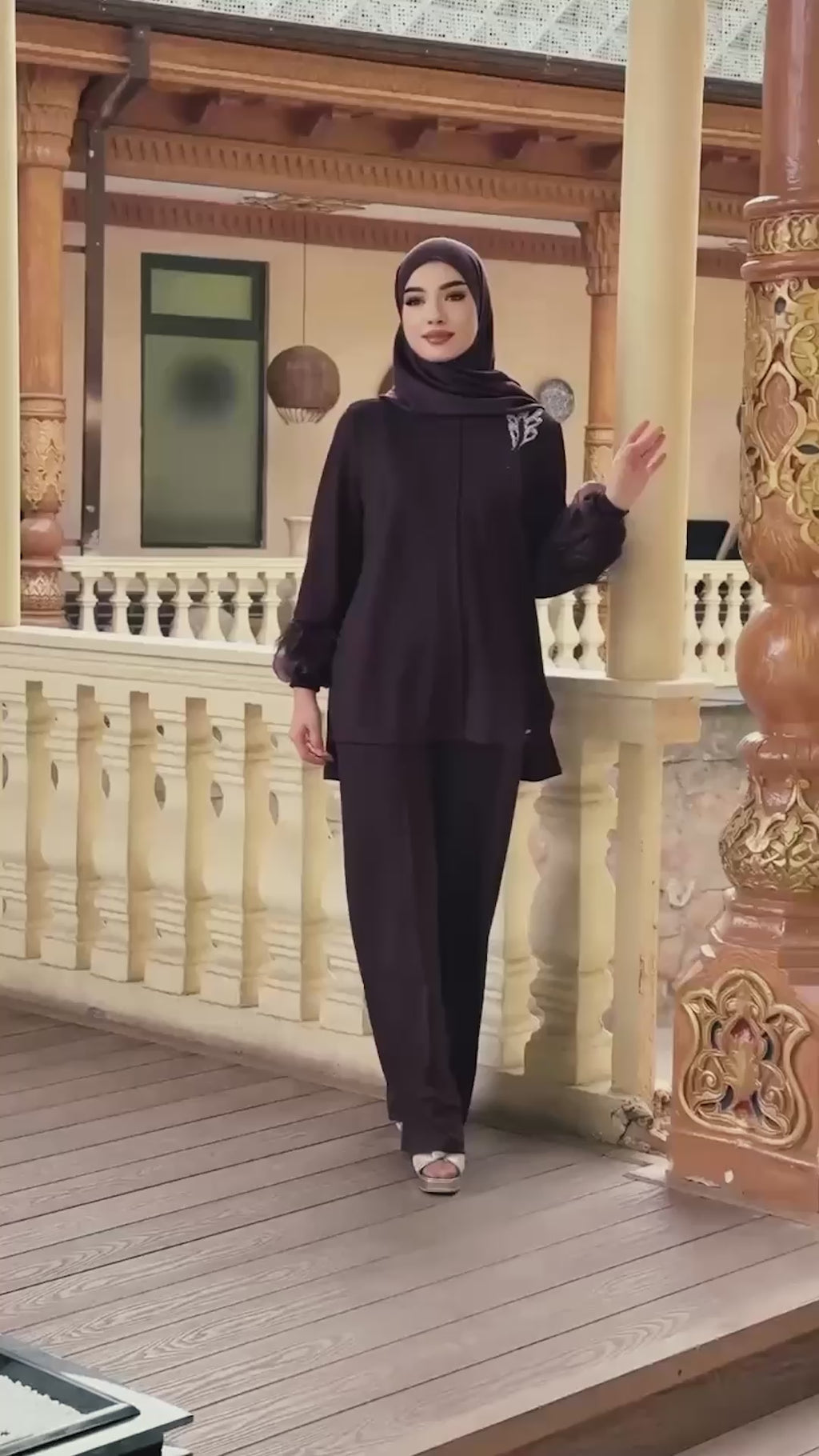Kahve İkili Takım - Zarif Tunik ve Pantolon Seti