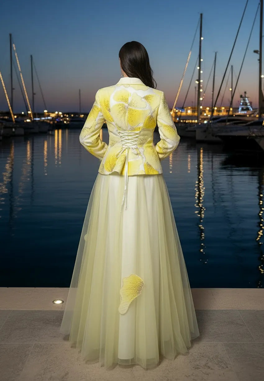 Sequined Jacket and Chiffon Tulle Skirt Set - Special Occasion Combination